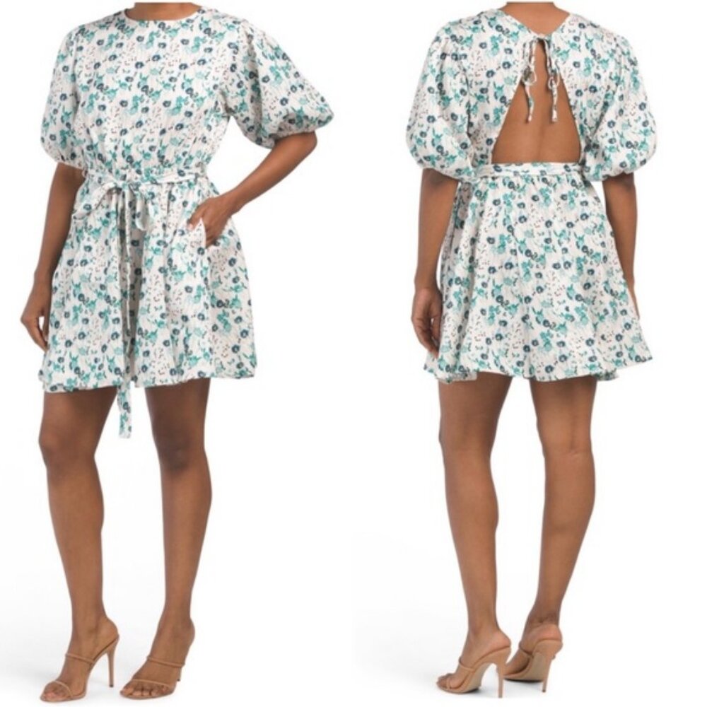 Code X Mode | Elbow Sleeve Floral Open Back Mini Dress | Size Medium - Picture 2 of 10